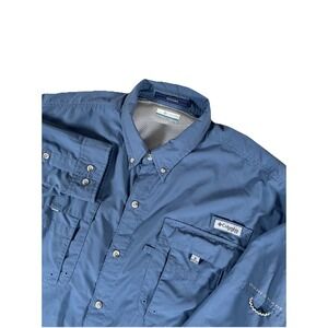 Columbia PFG Bahama Men's XXL Blue Vented Button Down‎ L/S Fishing Shirt